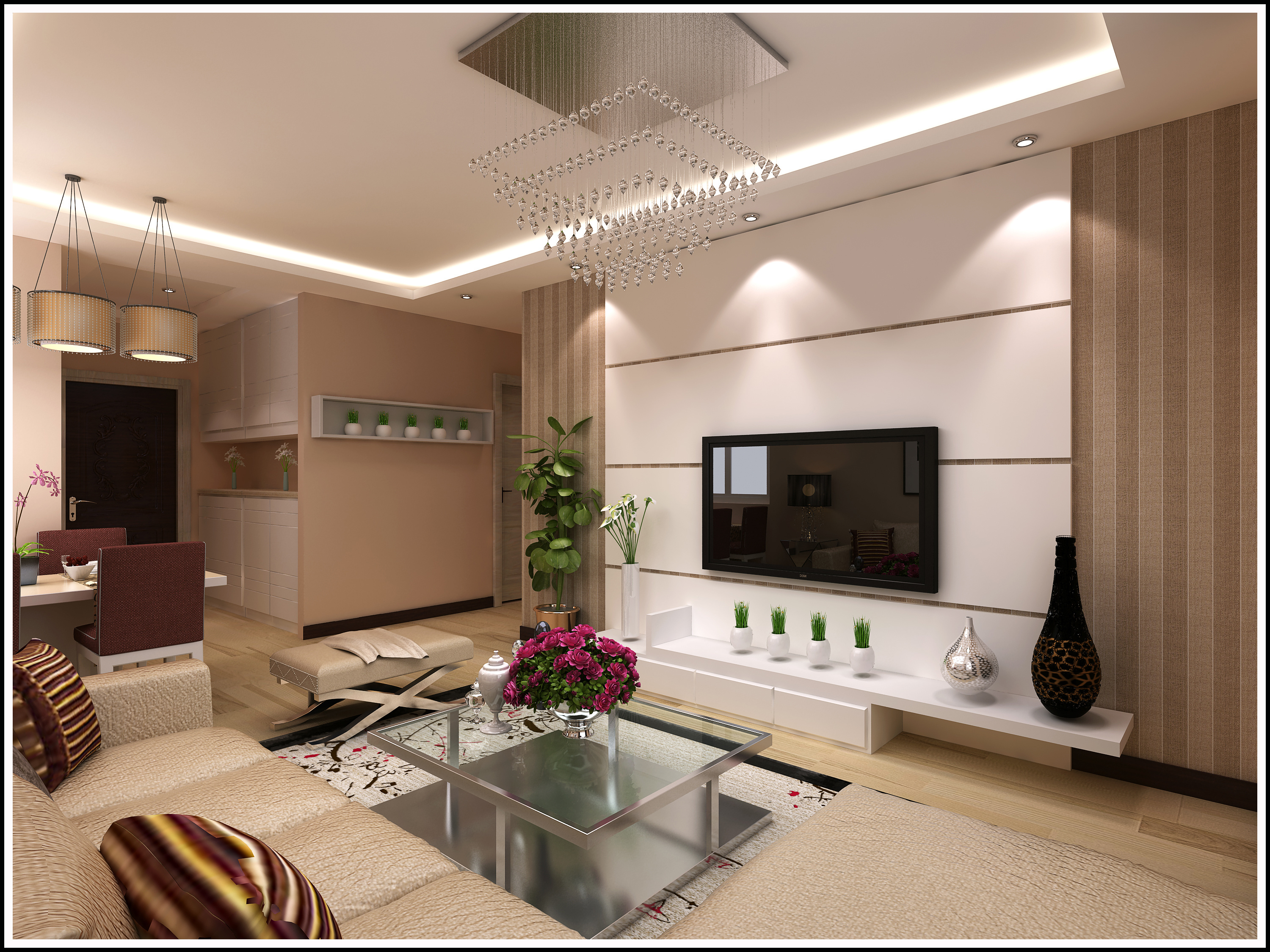 87平米普通戶型現代簡約家裝裝修圖片設計