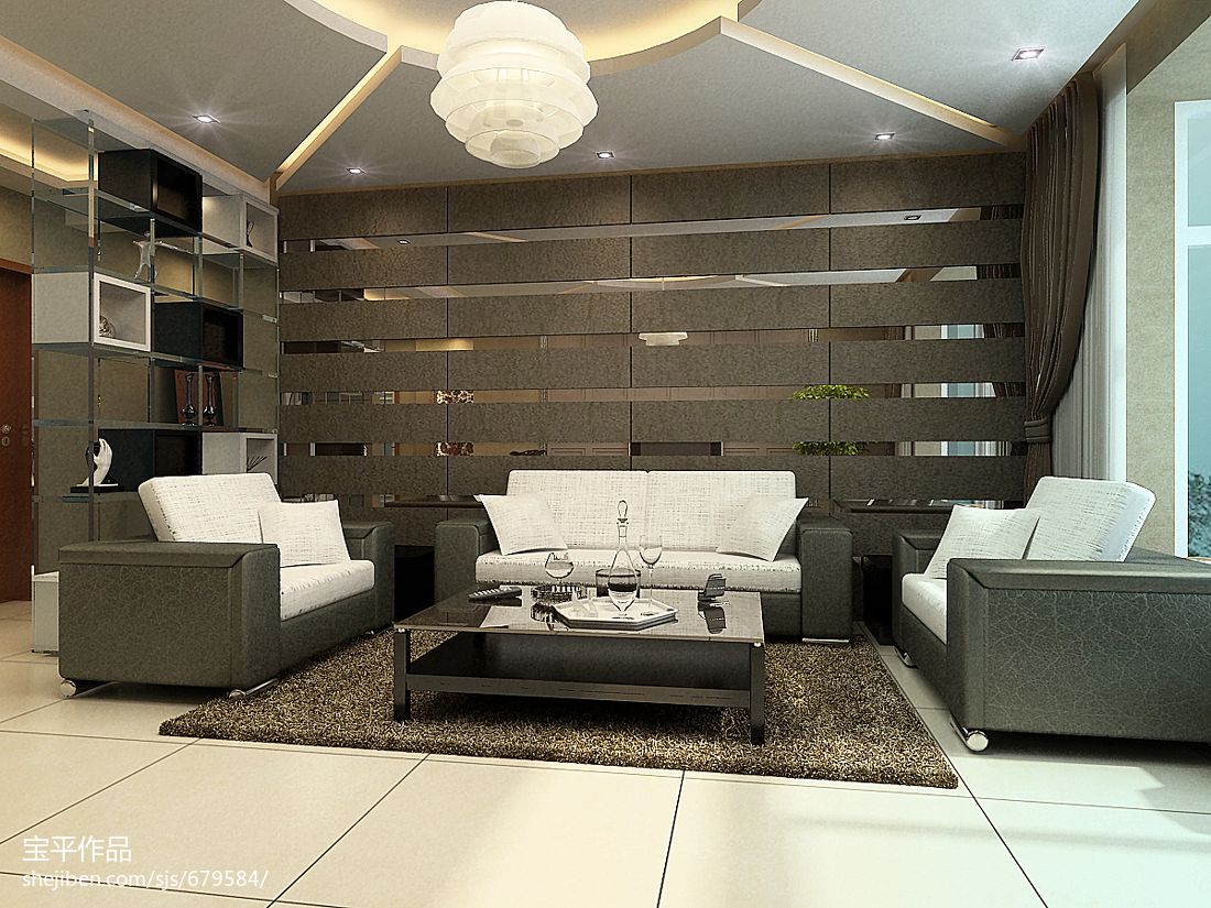 辛集九方麗都現(xiàn)代客廳電視墻隔斷裝修效果圖 &ndash; 設(shè)計本裝修效果圖